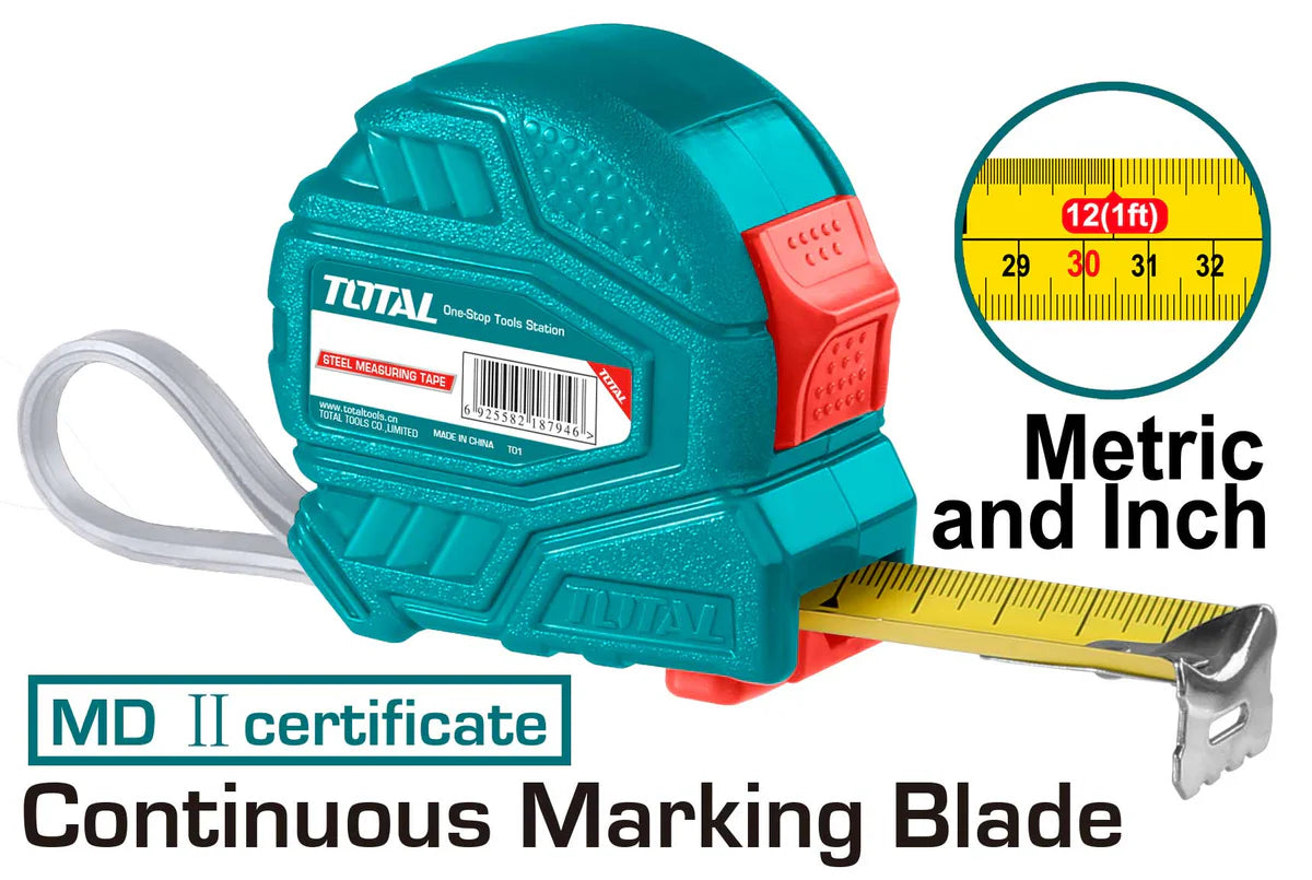 Total 5M x 25mm Steel Measuring Tape TMT126352 - Double Lock Total